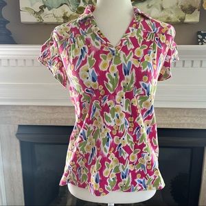 Caribbean Joe Women’s Floral Collared Top